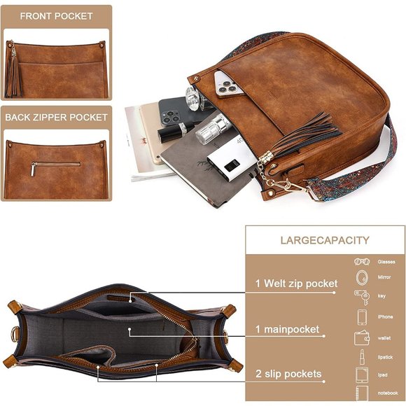 Crossbody Bag Purse for Women 2Pcs Leather Hobo Handbag Wallet Set With … - Picture 5 of 11